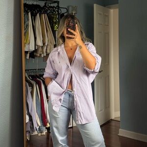 Purple & White Striped Ralph Lauren Button Down